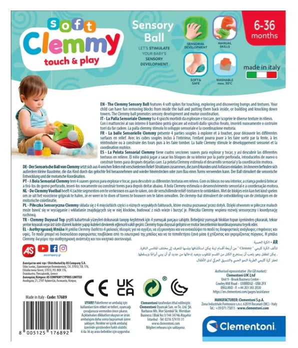 Clementoni „Clemmy sensorinis kamuolys su minkštomis kaladėlėmis“