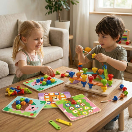 Daugiafunkcinė Montessori motorinė lenta – konstravimas, rūšiavimas ir vėrimas