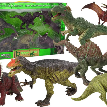 Didelis dinozaurų rinkinys – 6 guminės figūrėlės, realistiškos