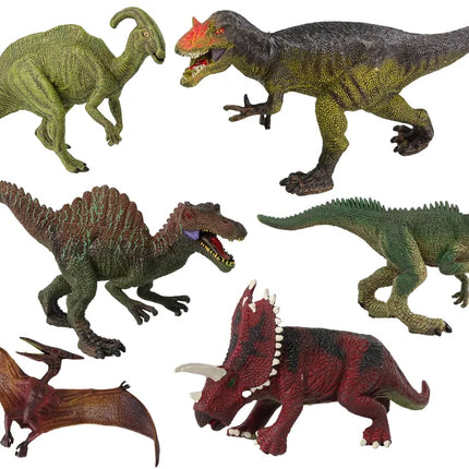 Didelis dinozaurų rinkinys – 6 guminės figūrėlės, realistiškos