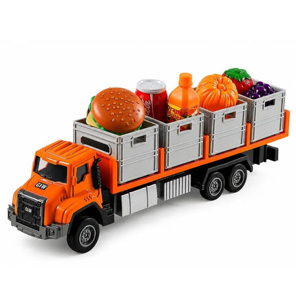 Didelis transporto sunkvežimis su priekaba, 4 dėžėmis ir maisto aksesuarais