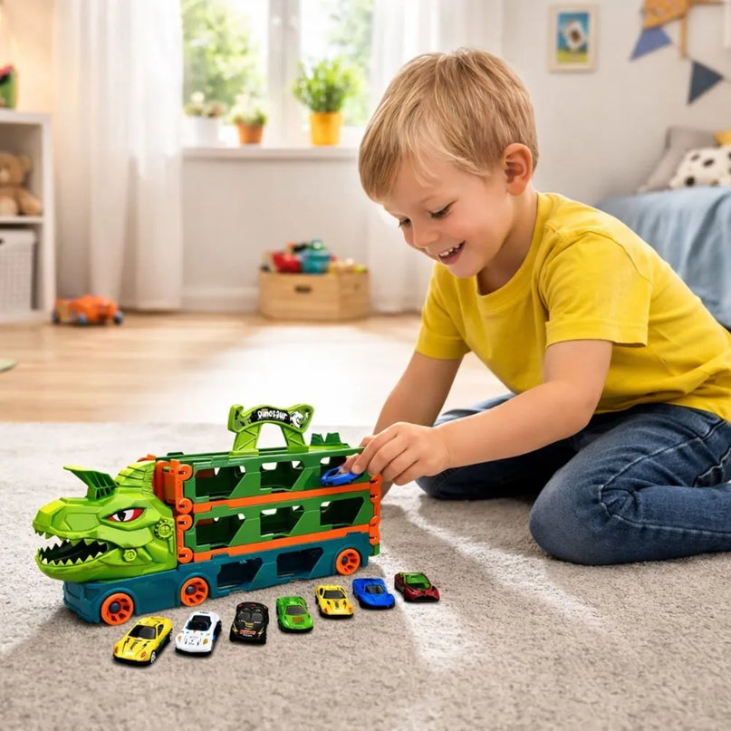 Dinozaurų sunkvežimis su 2,1 m trasa – 4in1 rinkinys