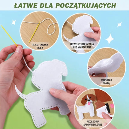 DIY Dogs siuvimo rinkinys vaikams – 6 veltinio šuniukai