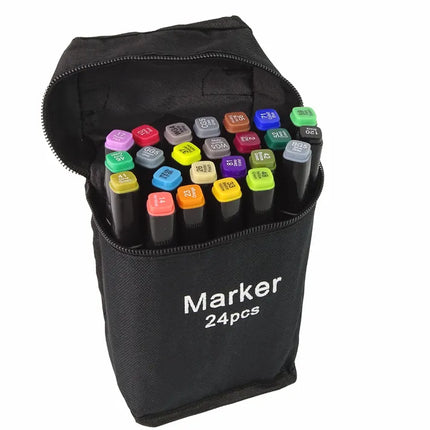 Dvipusiai alkoholio pagrindo markeriai – 24 vnt., Pro Touch + dėklas