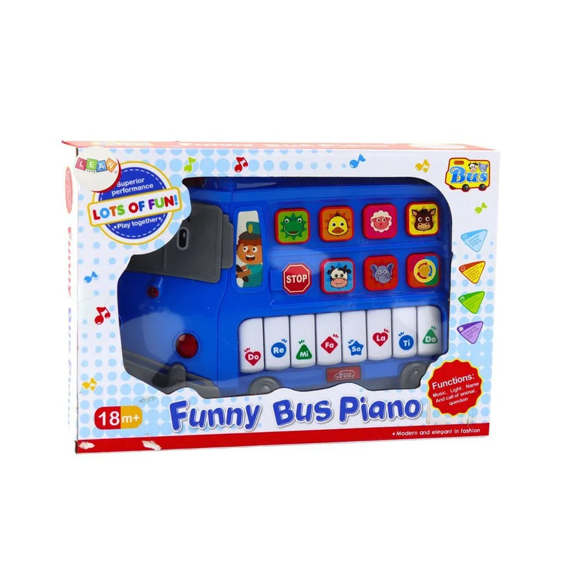 Edukacinis mėlynas autobuso pianinas vaikams