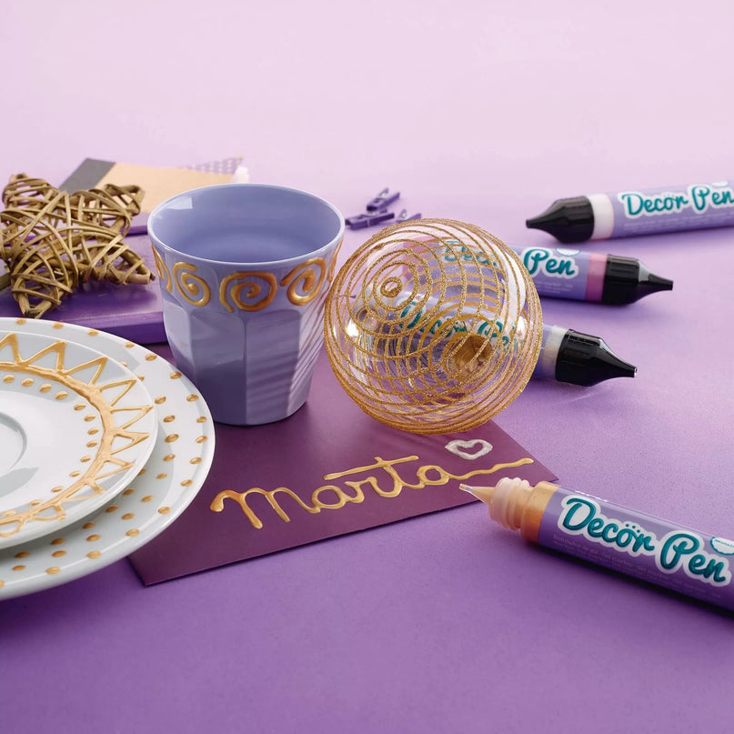 APLI 3D efektą suteikiantys metalizuoti markeriai „Decorpen“ (6 vnt.)