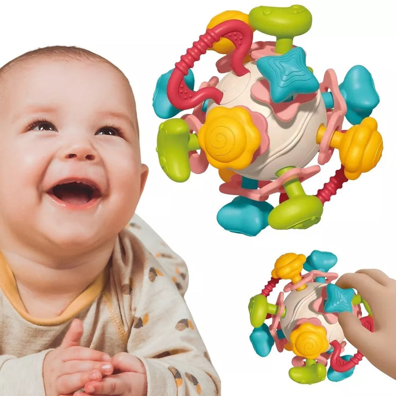„WOOPIE BABY“ minkštas barškučiai – 4 viename kramtukas ir sensorinis žaislas kūdikiams nuo 0 mėn.