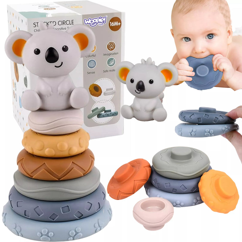 „WOOPIE BABY“ Koala 2 viename – edukacinė piramidė ir kramtukas