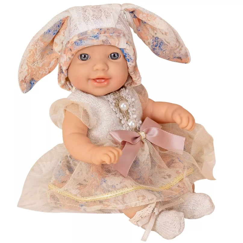 WOOPIE ROYAL Vintažinė lėlė kūdikiams 24 cm su zuikio suknele ir kepure