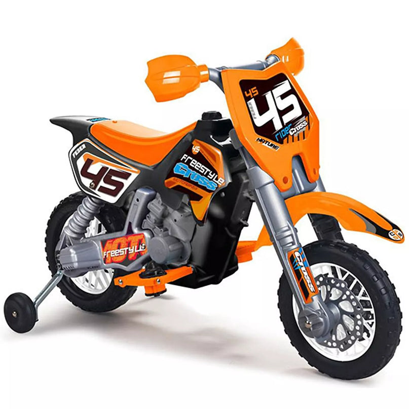FEBER oranžinis 6 V akumuliatorinis krosinis motociklas vaikams