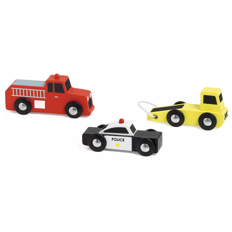 CLASSIC WORLD mediniai automobiliai, policijos ir gaisrinės mašinos, 3 vnt. rinkinys