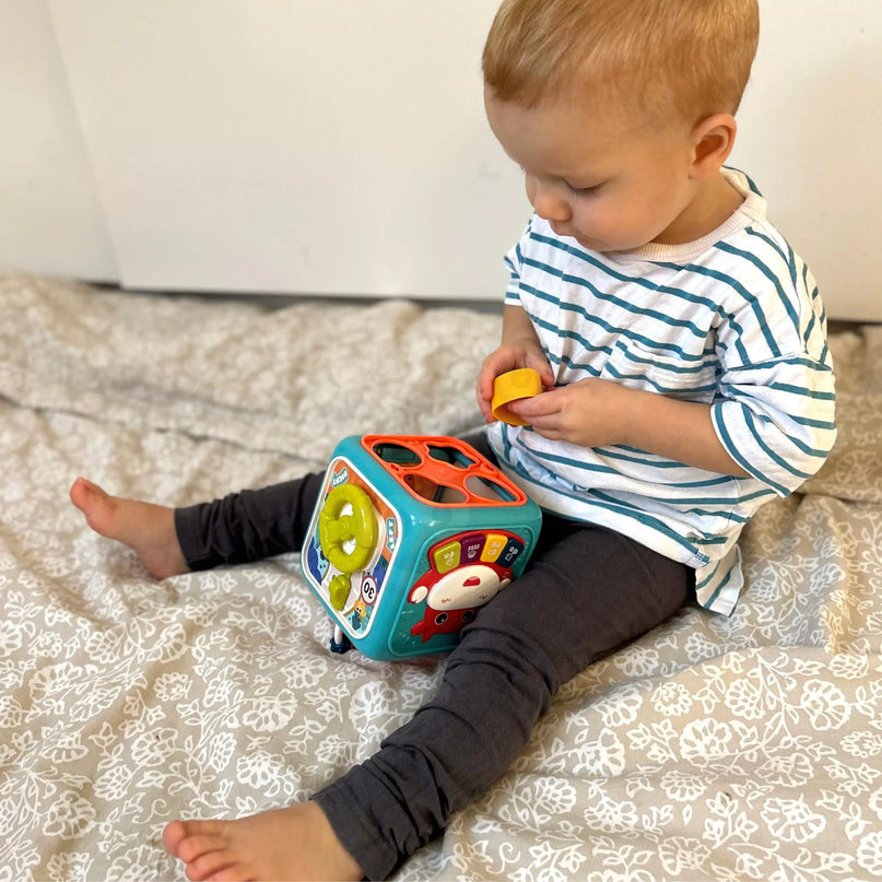 Woopie 6in1 sensorinis edukacinis kubas su pianinu, formelėmis ir labirintais