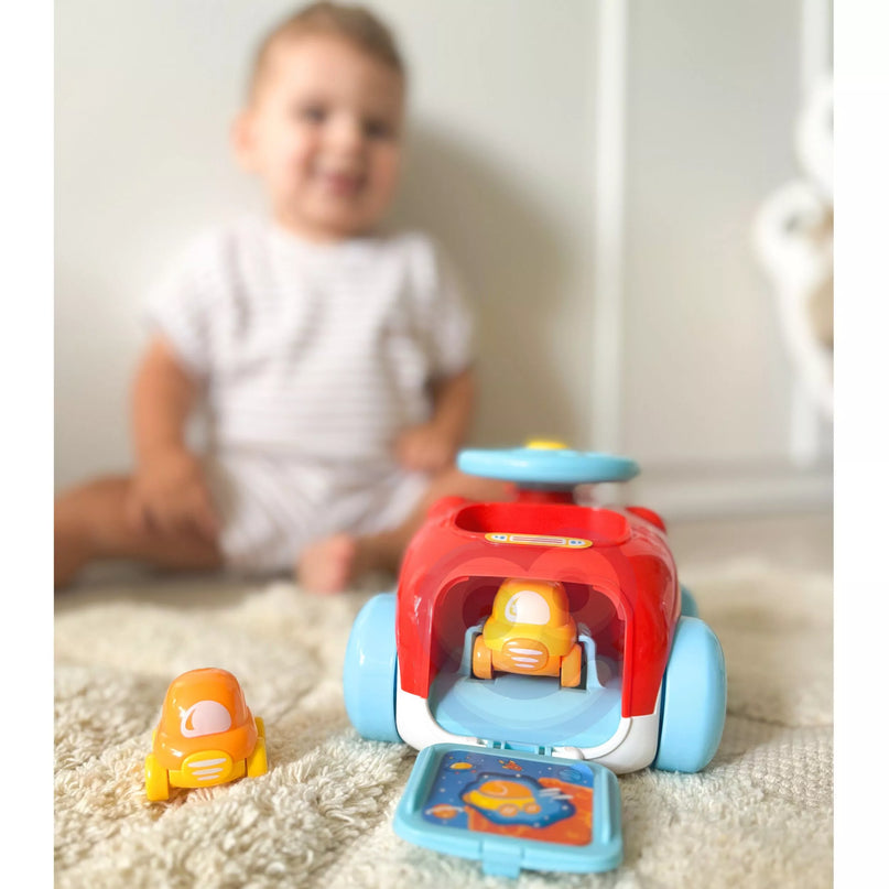 Woopie paleidimo automobilis su katapulta ir 2 mažais automobiliais