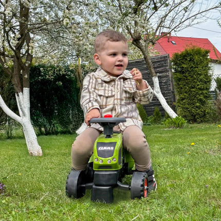 Falk Baby Claas Axos 310 traktoriukas–stumdukas su priekaba