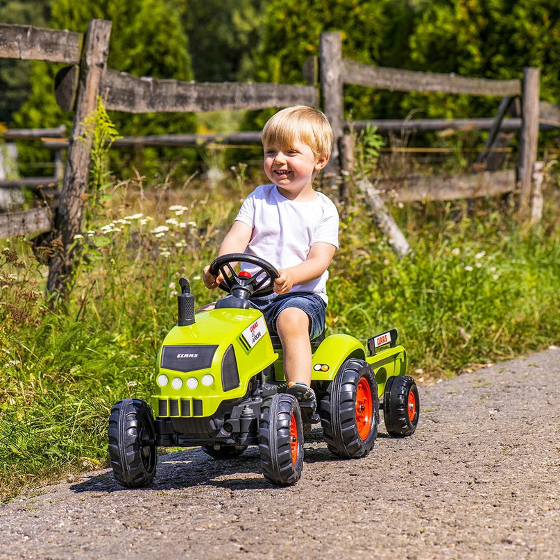 Falk Claas Arion 410 pedalinis traktorius iš 75% perdirbto plastiko su priekaba