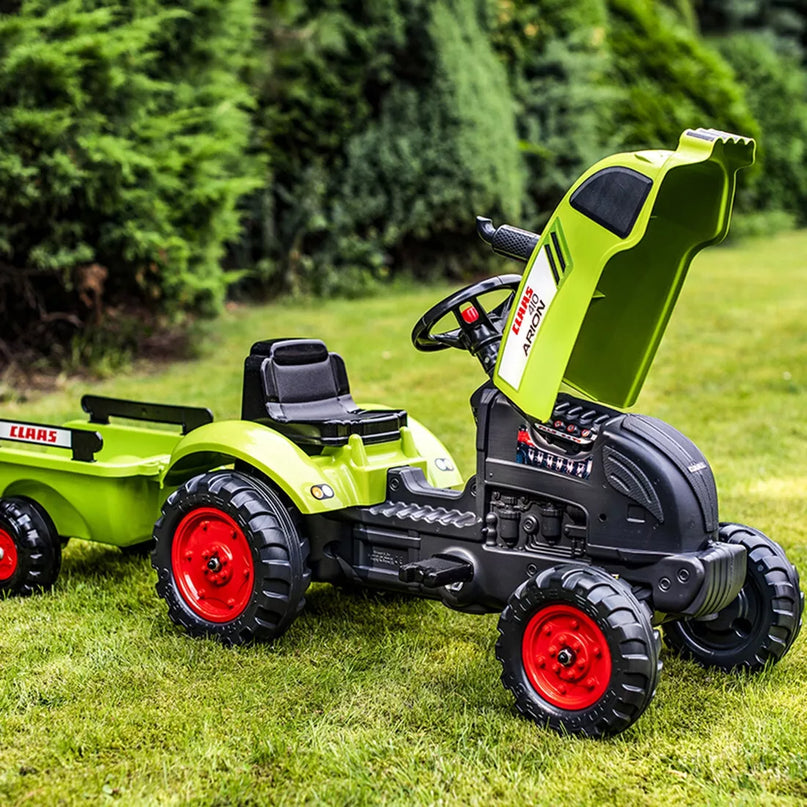 Falk Claas Arion 410 pedalinis traktorius iš 75% perdirbto plastiko su priekaba