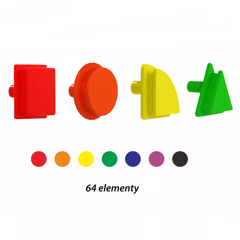 MASTERKIDZ 64 geometrinių formų kaiščių rinkinys STEM lentoms