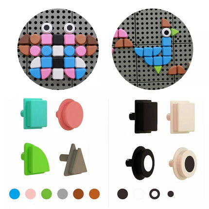 MASTERKIDZ 64 geometrinių formų kaiščių rinkinys STEM lentoms