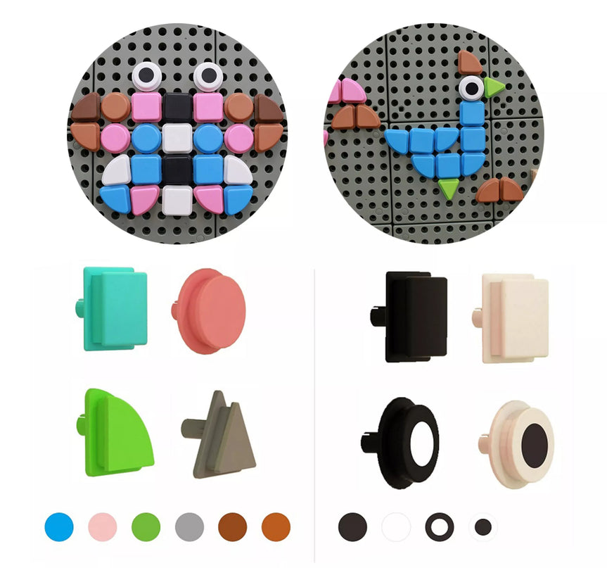MASTERKIDZ 64 geometrinių formų kaiščių rinkinys STEM lentoms