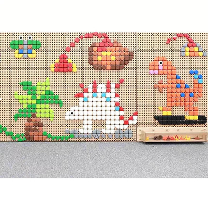 MASTERKIDZ 64 geometrinių formų kaiščių rinkinys STEM lentoms