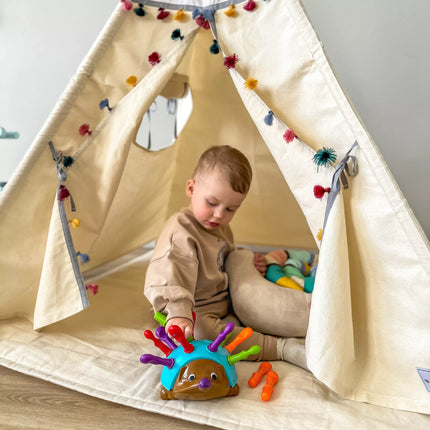 WOOPIE „Ežiuko rūšiavimo“ Montessori įgūdžių žaidimas – mokymosi skaičių ir spalvų žaidimas 4 viename