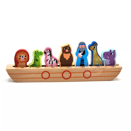TOOKY TOY medinė dėlionė vaikams Nojus ir gyvūnai