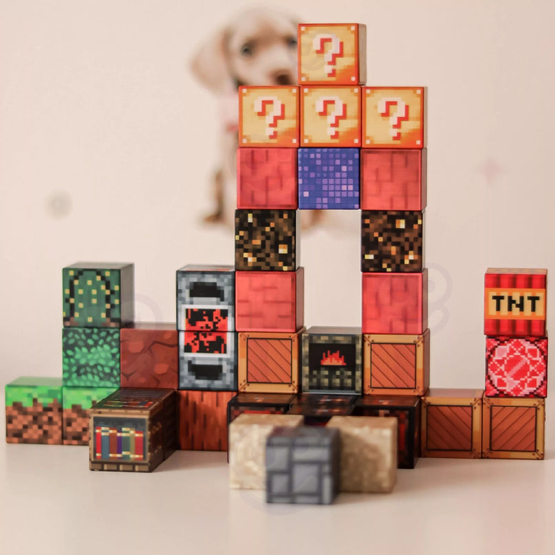 WOOPIE magnetinių konstruktoriaus blokelių rinkinys „Minecraft“ –  63 vnt.