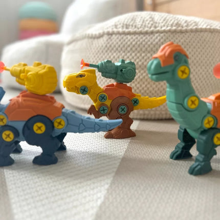 WOOPIE „Sukami dinozaurai“ – 3 dalių konstravimo rinkinys dėžėje su grąžtu ir atsuktuvu
