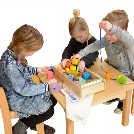 Masterkidz didelis medinis Montessori virvelių vėrimo žaislas