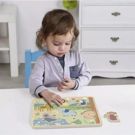 TOOKY TOY Interaktyvi medinė dėlionė – gyvūnai