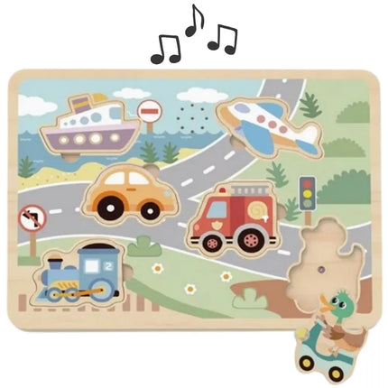 TOOKY TOY medinė interaktyvidėlionė – automobiliai
