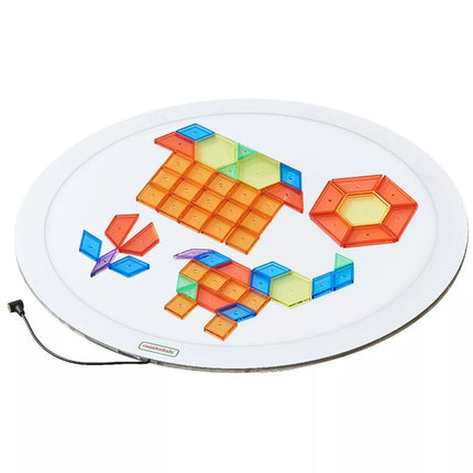 Masterkidz apvalus LED šviesos panelis (spalvotas) + Montessori mozaikos blokai 140 vnt.