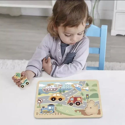 TOOKY TOY medinė interaktyvidėlionė – automobiliai