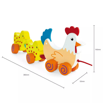 VIGA traukiamas žaislas – višta su viščiukais, 36 cm