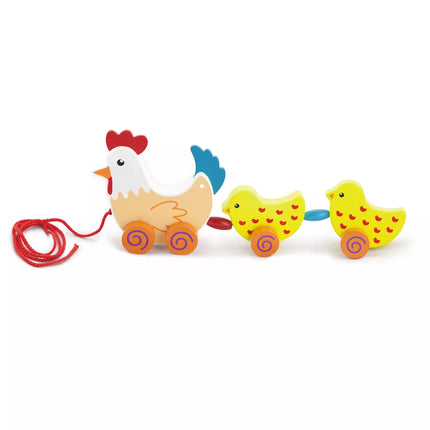 VIGA traukiamas žaislas – višta su viščiukais, 36 cm