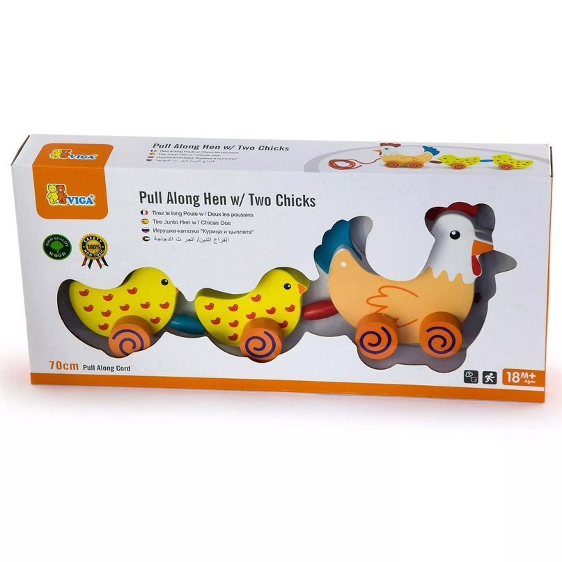 VIGA traukiamas žaislas – višta su viščiukais, 36 cm