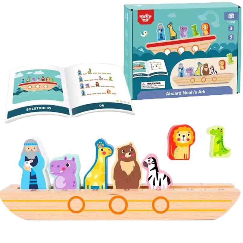 TOOKY TOY medinė dėlionė vaikams Nojus ir gyvūnai