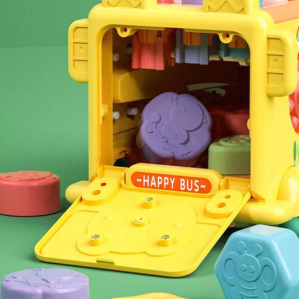 WOOPIE KŪDIKIO Interaktyvus Montessori autobusas – edukacinis žaislas 6 in 1 su plaktuku ir būgnais