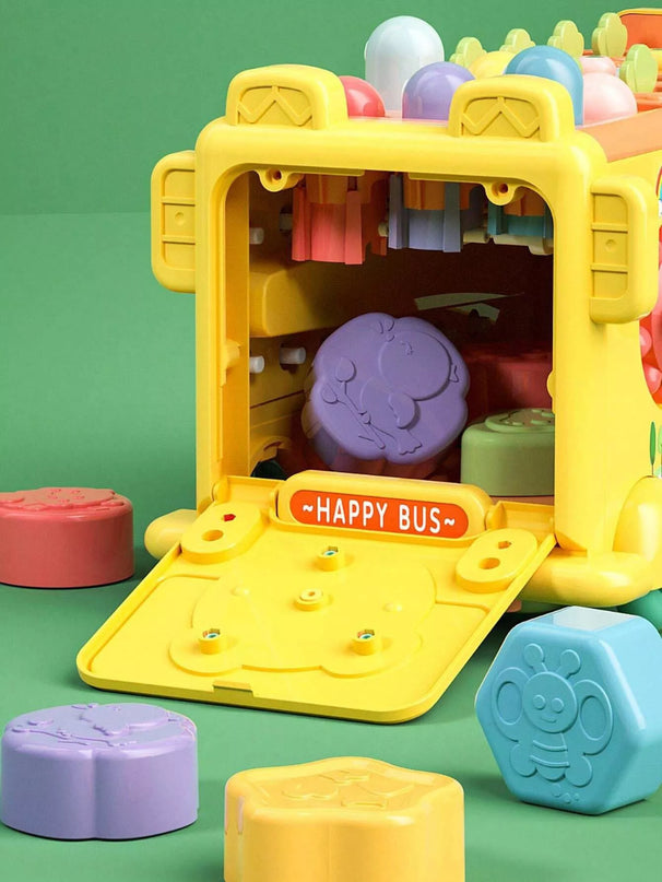 WOOPIE KŪDIKIO Interaktyvus Montessori autobusas – edukacinis žaislas 6 in 1 su plaktuku ir būgnais
