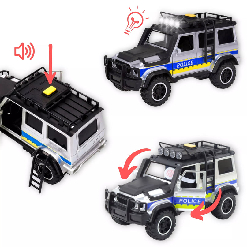 WOOPIE policijos bekelės automobilių komplektas su arklio priekaba