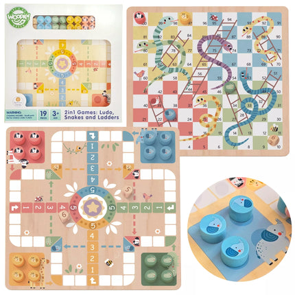 WOOPIE GREEN Loginiai stalo žaidimai 2 viename Ludo + Gyvatės ir kopėčios