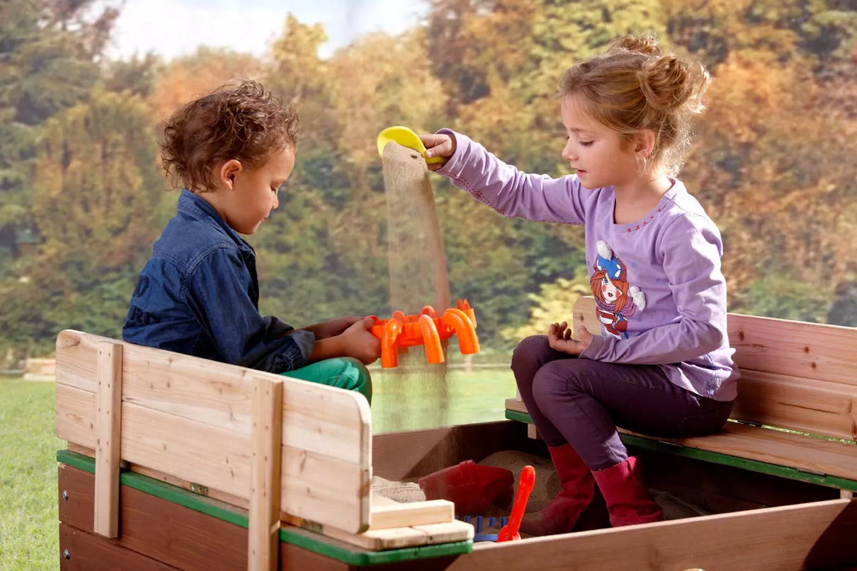 AXI medinė smėlio dėžė „Ella Sandpit“ su suoliukais