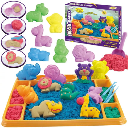 WOOPIE Kinetinis smėlis 1,2 kg XL ZOO stalas su formelių rinkiniu