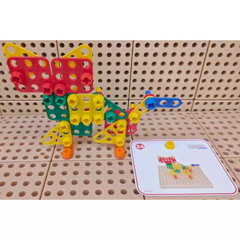 MASTERKIDZ geometrinių formų kaladėlių rinkinys STEM sienų plokštėms, 260 vnt