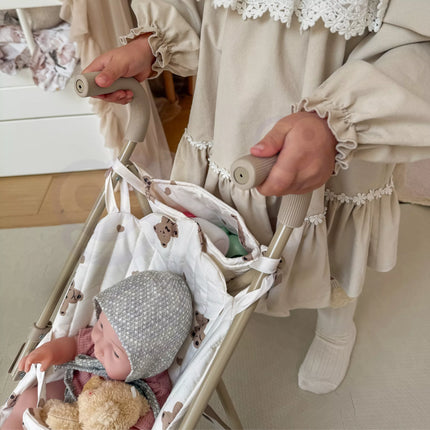Woopie lengvas sulankstomas lėlių vežimėlis su meškučio raštu