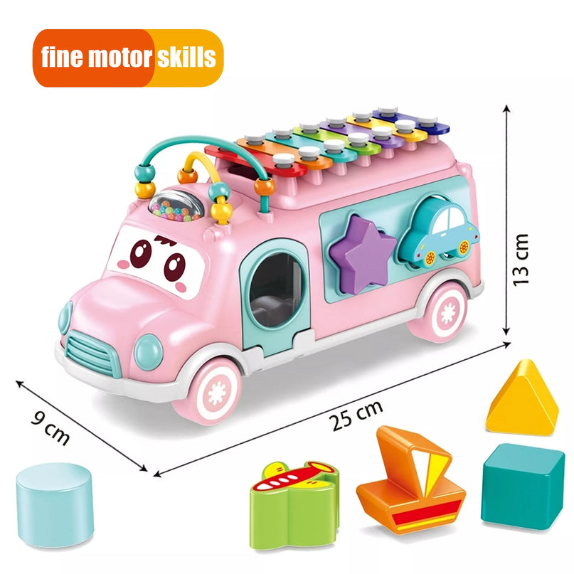 WOOPIE BABY muzikinis automobilių rūšiuoklis su cimbalais – rožinis.
