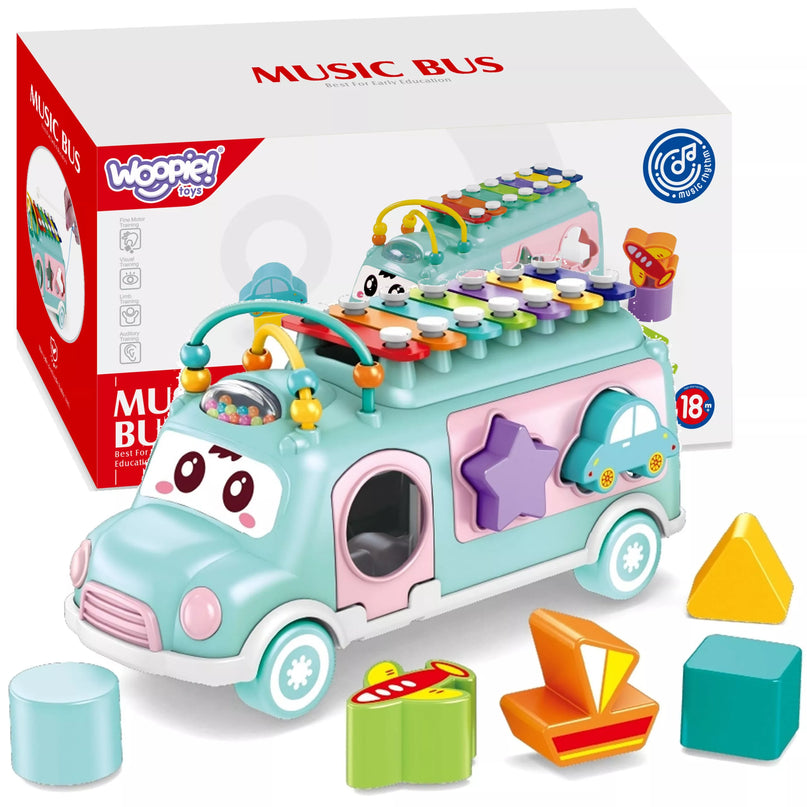 WOOPIE BABY muzikinis automobilių rūšiuoklis su cimbalais – žalias.