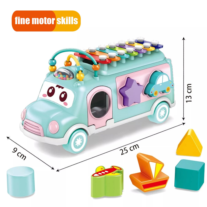 WOOPIE BABY muzikinis automobilių rūšiuoklis su cimbalais – žalias.