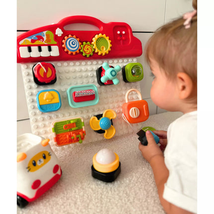 WOOPIE BABY Montessori manipuliacinė lenta – spalvingas veiklų skydelis
