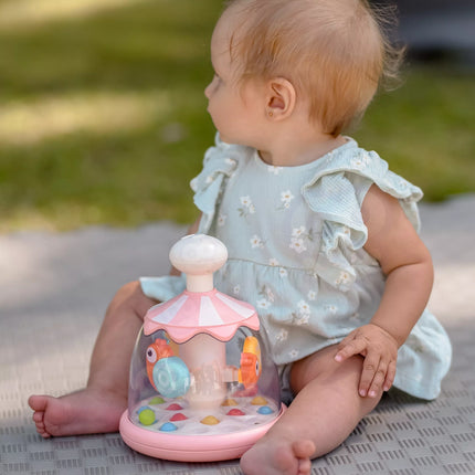 WOOPIE BABY spalvingų gyvūnėlių rožinė besisukanti karuselė su kamuoliukais (vilkelis)